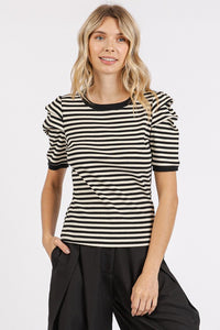 Mittoshop Striped Puff Sleeve T-Shirt