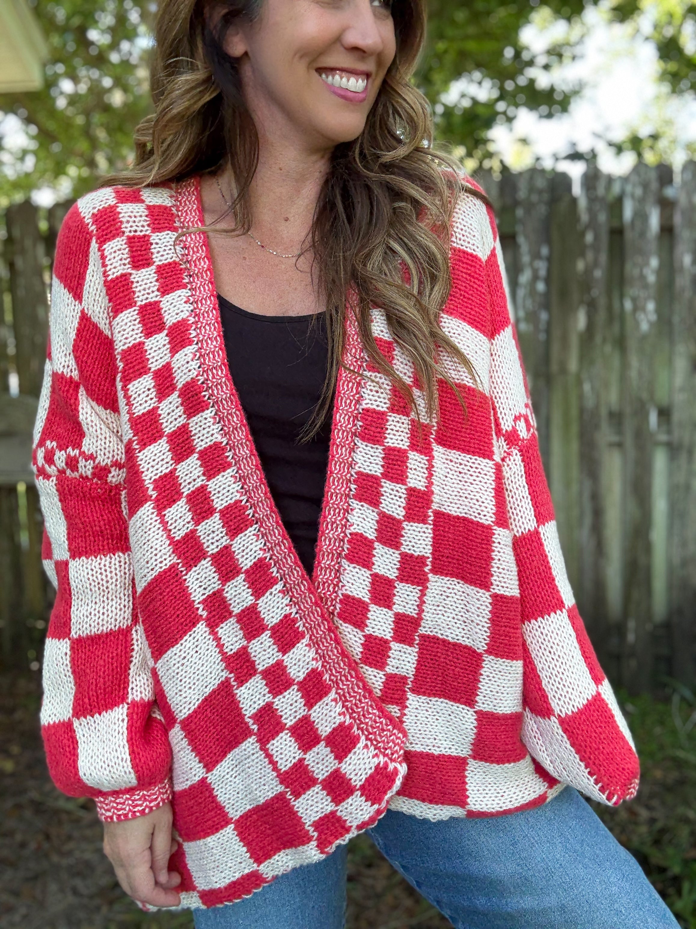 PREORDER: Checkered Oversized Cardigan (3 Colors!)