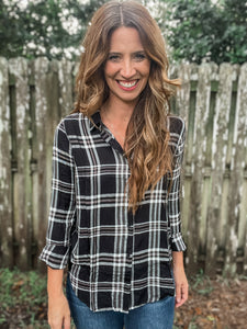 Black & White Plaid Top