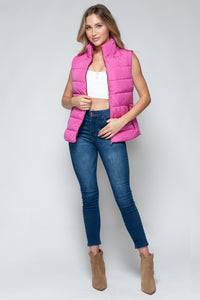 Snobbish Zip Up Turtleneck Vest in Rose Violet