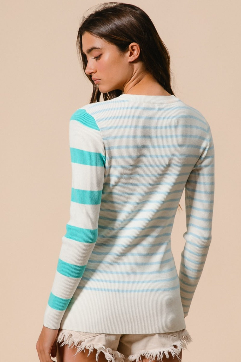 BiBi Colorblock Striped Knit Top