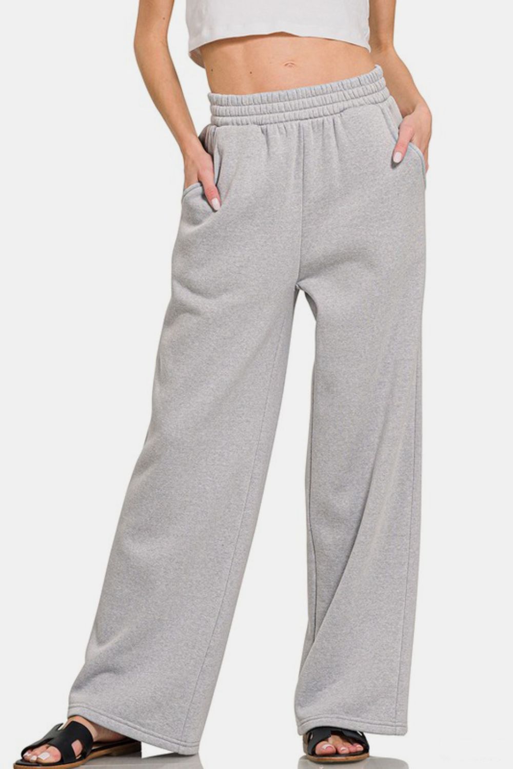 Zenana Raglan Pants Set in Gray