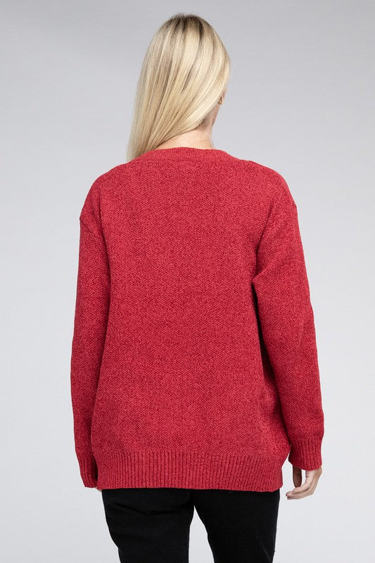 Zenana Open Front Sweater Cardigan