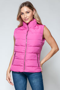 Snobbish Zip Up Turtleneck Vest in Rose Violet