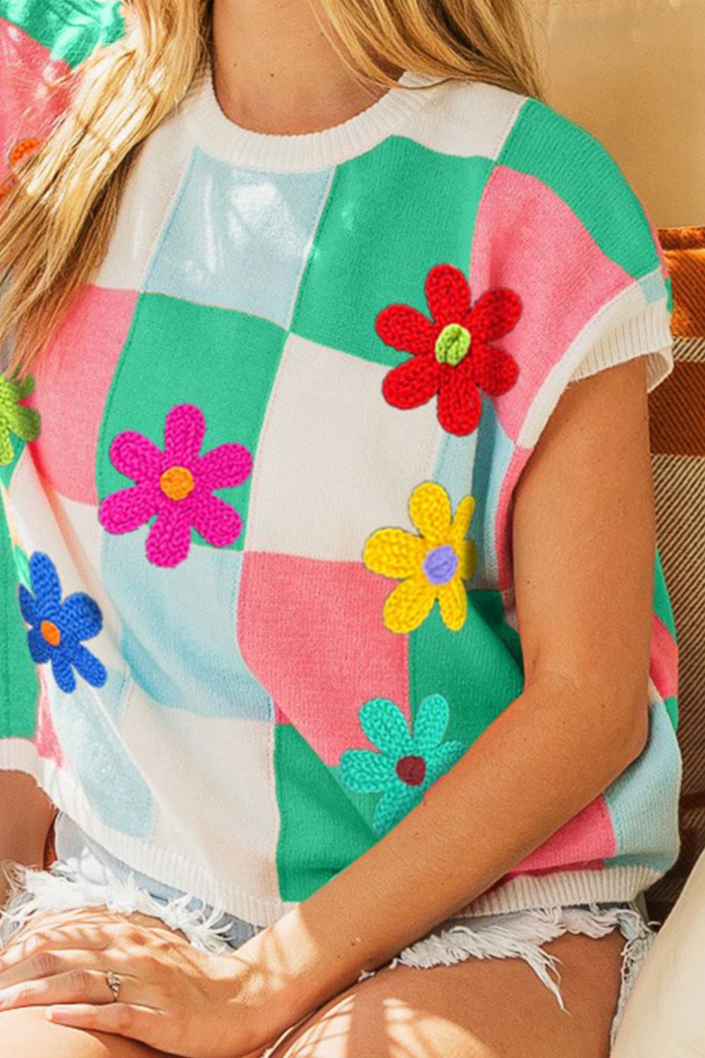 Bibi Flower Patch Sweater Vest