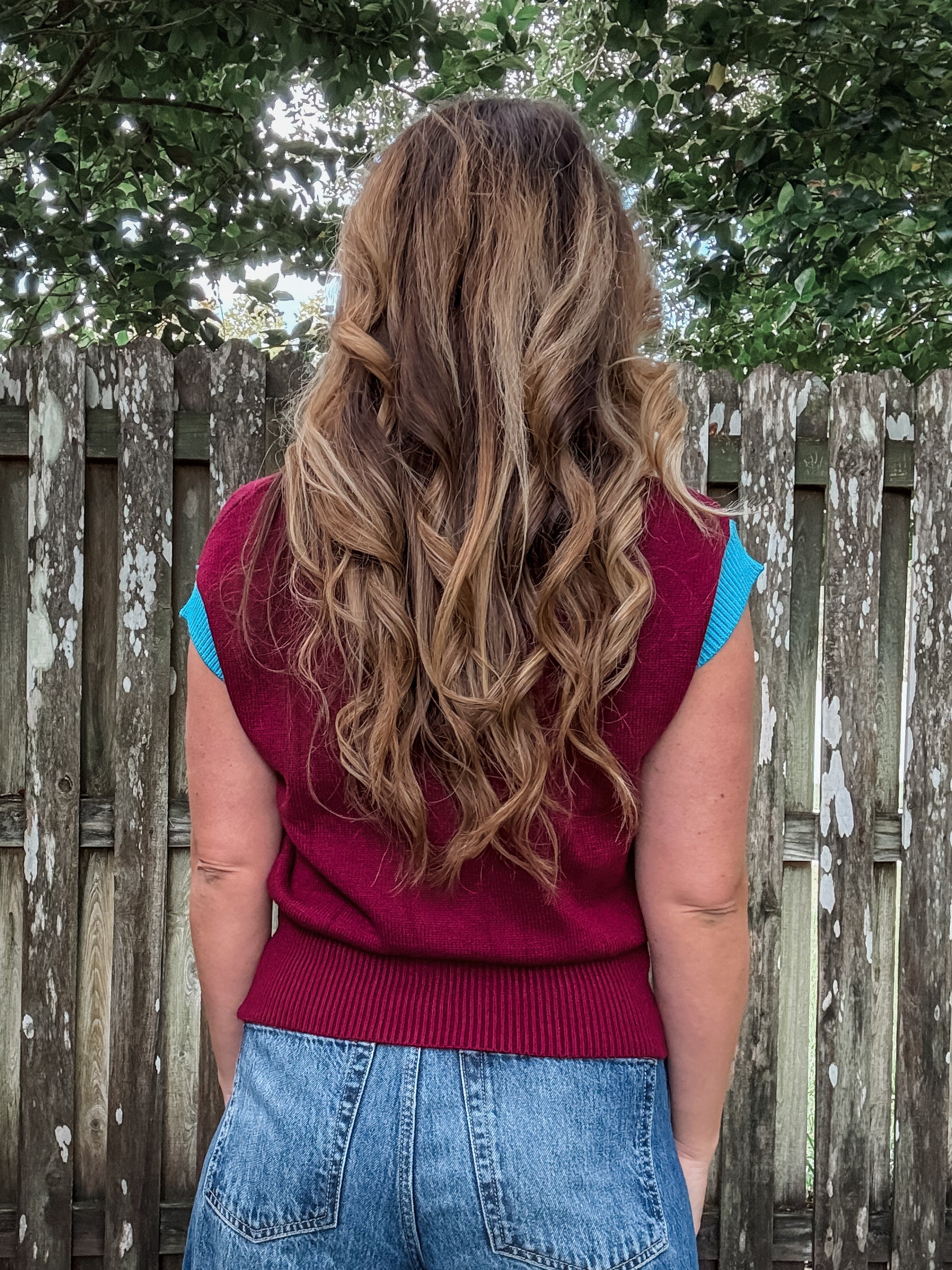 PREORDER: Burgundy Colorblock Sweater Vest