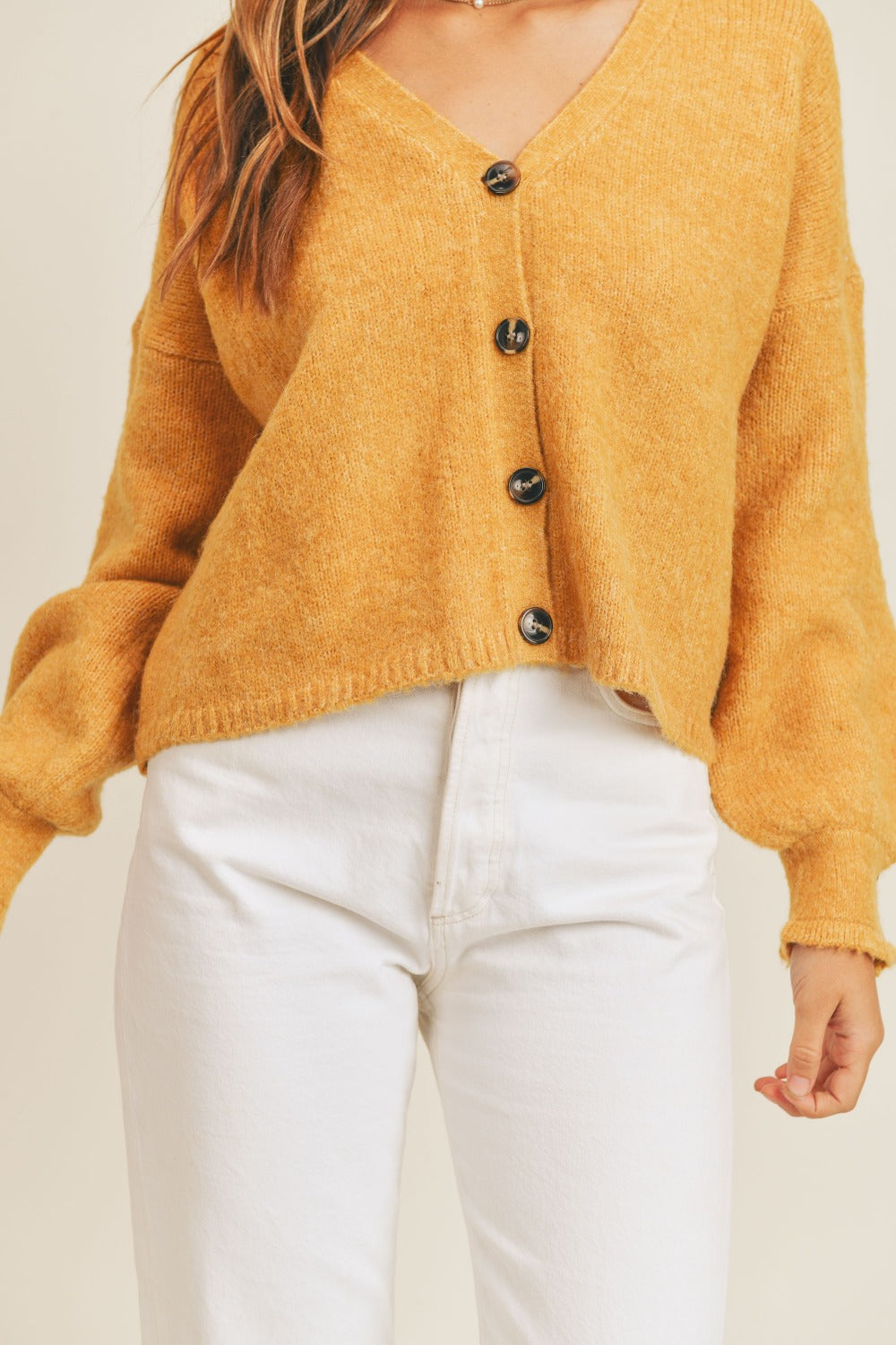 Mable All Buttoned Up Sweater Cardigan in Mustard