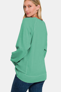 Zenana Long Sleeve Sweatshirt - Green