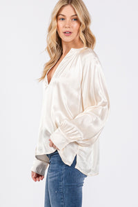 Sage & Fig Satin Blouse in Ivory