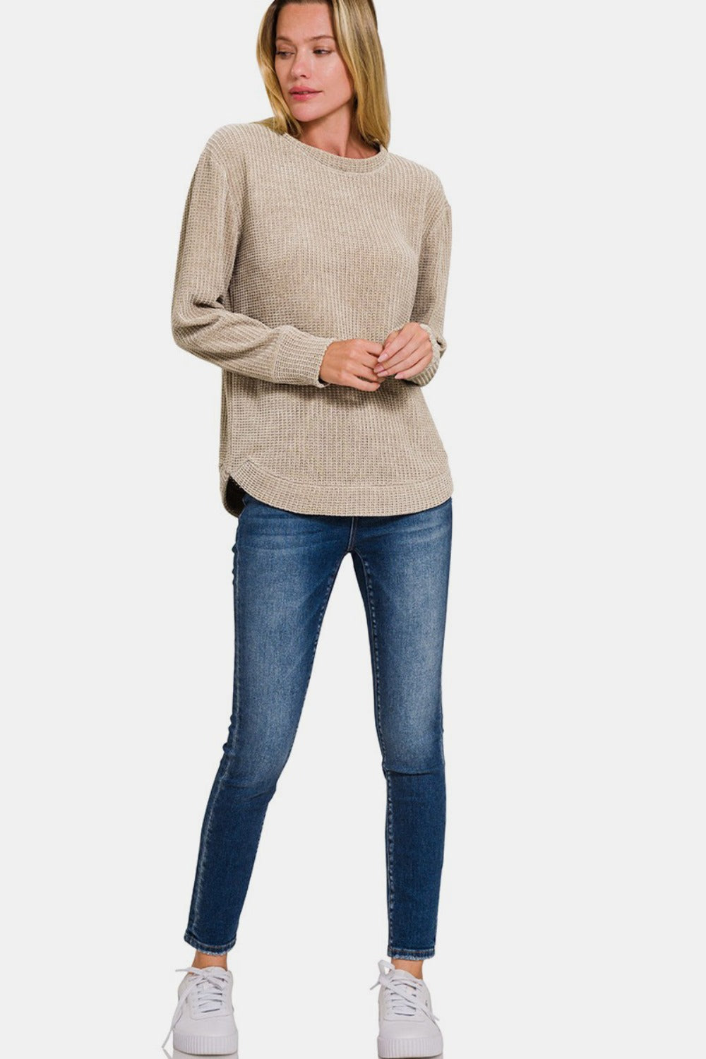 Zenana Chenille Sweater in Ash Mocha