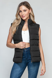 Snobbish Zip Up Turtleneck Vest in Black