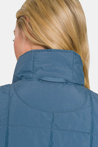 Zenana Puffer Vest in Dusty Blue