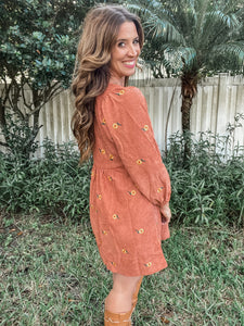 Corduroy Sunflower Dress