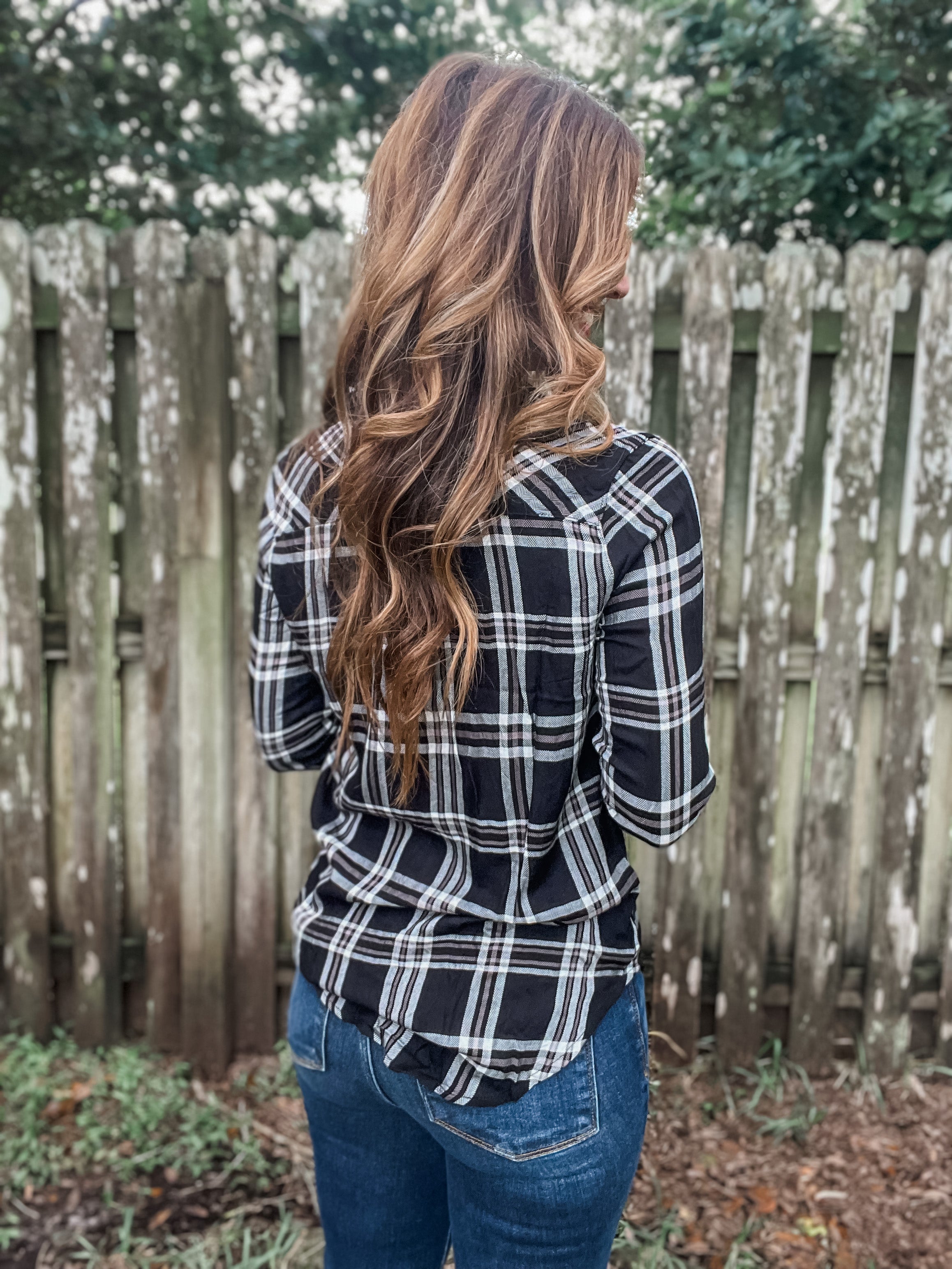 Black & White Plaid Top