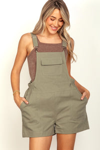 Very J Olive Suspender Overalls