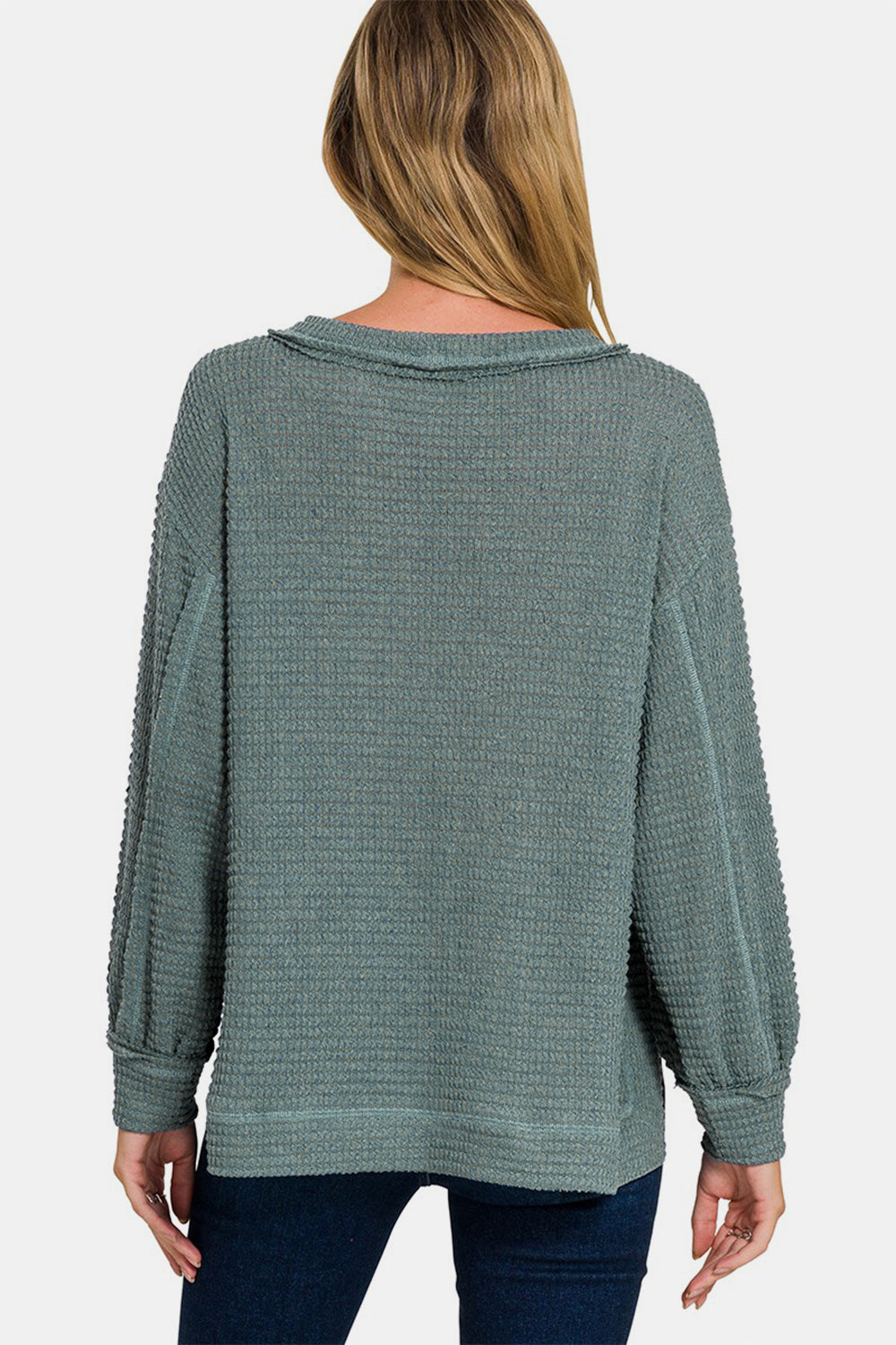 Zenana Stay Cozy Top in Ash Jade