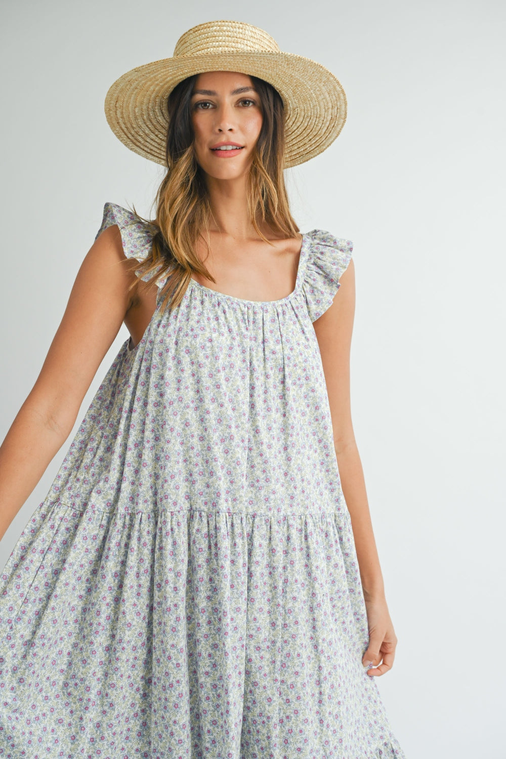 Mable Floral Tiered Midi Dress