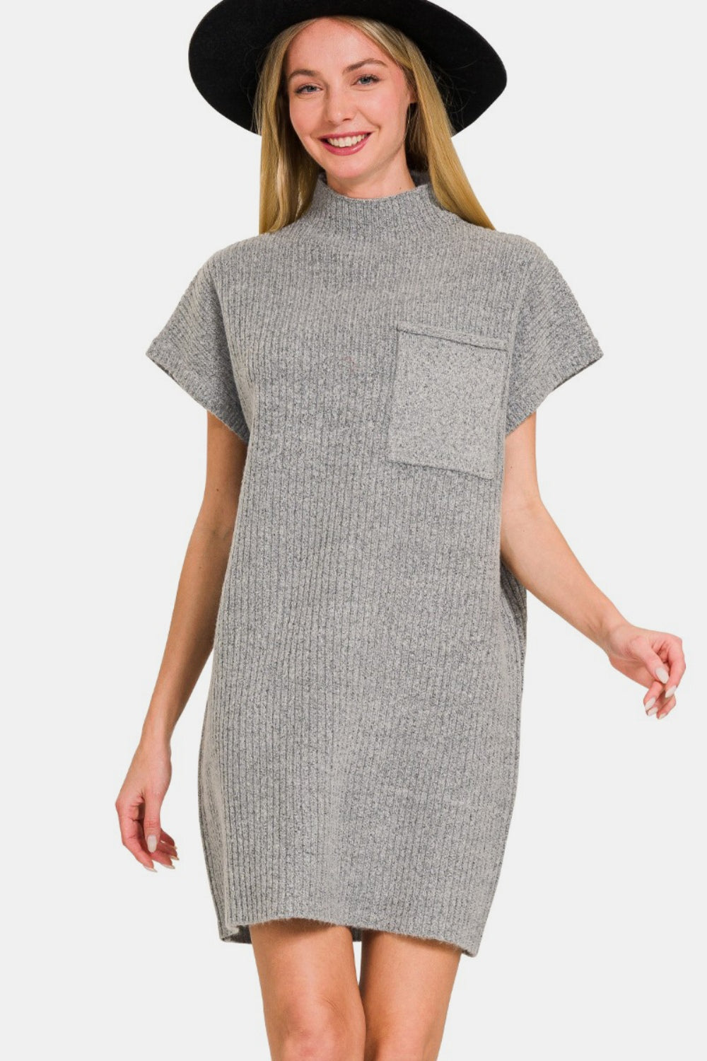 Zenana Gray Sweater Mini Dress