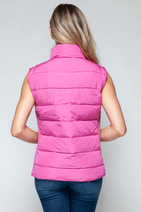 Snobbish Zip Up Turtleneck Vest in Rose Violet