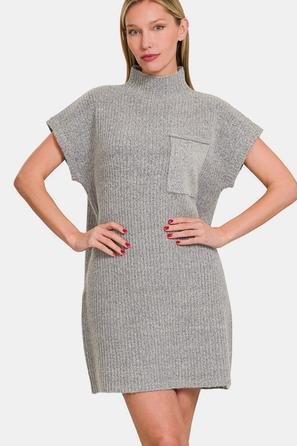 Zenana Gray Sweater Mini Dress