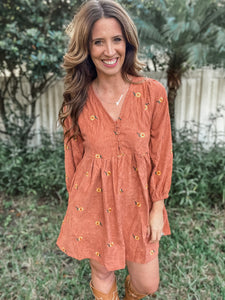Corduroy Sunflower Dress