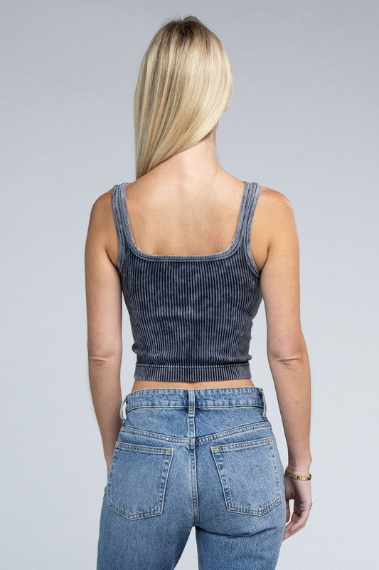 Zenana Reversible Ribbed Cropped Tank Top