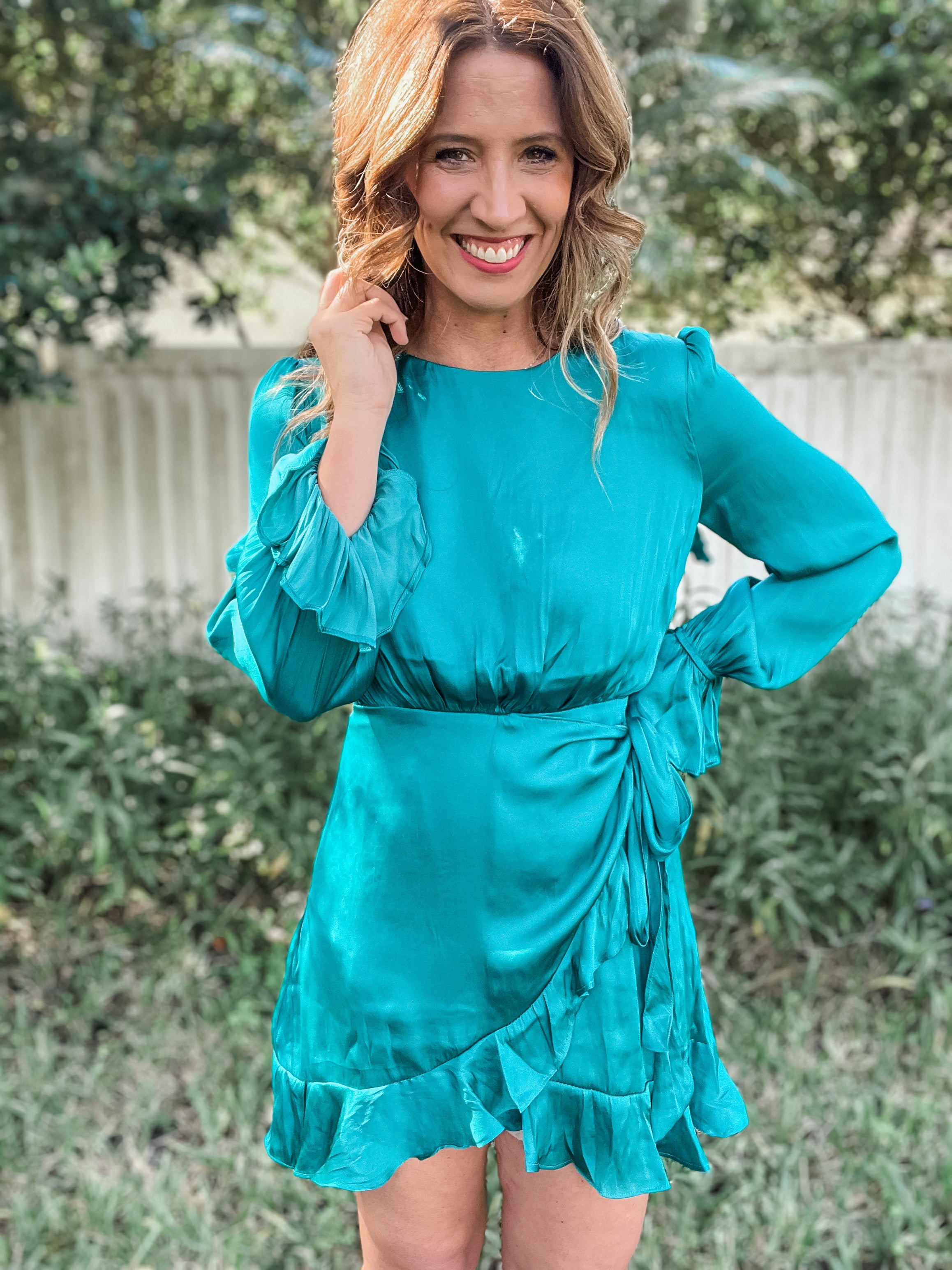 Teal Party Ruffle Dress