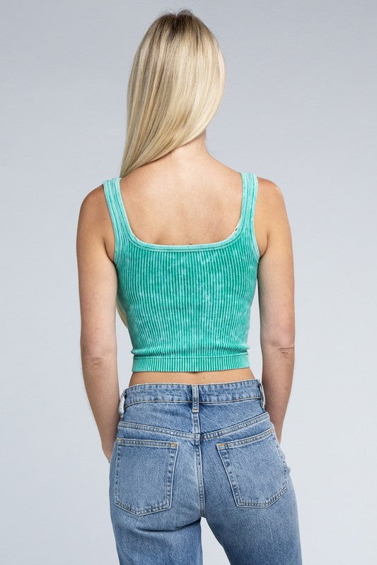 Zenana Reversible Ribbed Cropped Tank Top