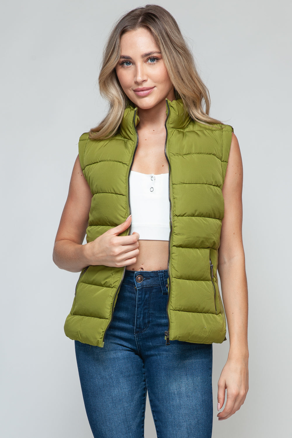 Snobbish Zip Up Turtleneck Vest in Cardamom Seed