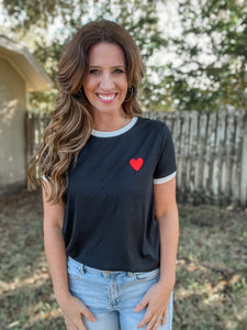 Key To My Heart Black Tee