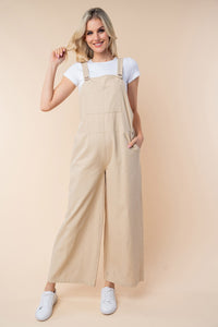 White Birch Oatmeal Wide Leg Jumpsuit