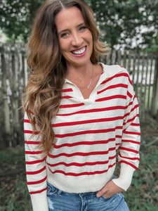 PREORDER: Collared Striped Sweater (4 colors!)
