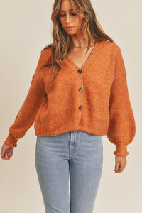 Mable All Buttoned Up Sweater Cardigan in Rust