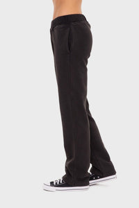 Mono B Elastic Waist Fleece Pants with Pockets in Black