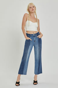 Risen Mid-Rise Two-Tone Jeans