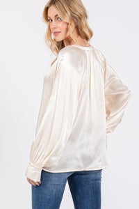 Sage & Fig Satin Blouse in Ivory