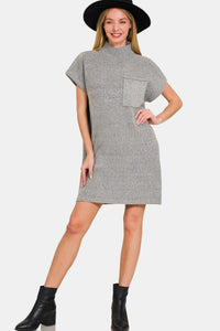 Zenana Gray Sweater Mini Dress