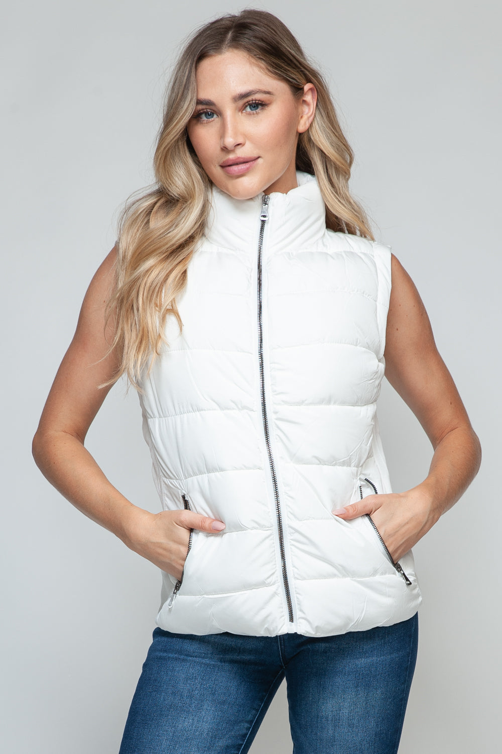 Snobbish Zip Up Turtleneck Vest in White