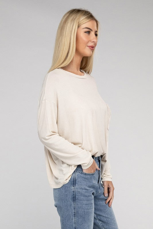 Zenana Washed Ribbed Dolman Top