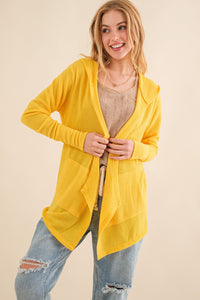 And The Why Thermal Hooded Cardigan in Vivid Yellow