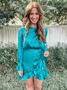 Teal Party Ruffle Dress