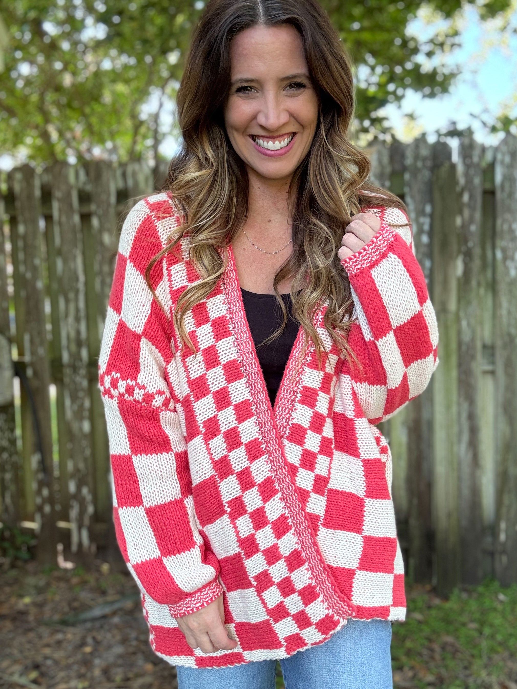 PREORDER: Checkered Oversized Cardigan (3 Colors!)