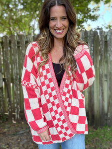 PREORDER: Checkered Oversized Cardigan (3 Colors!)