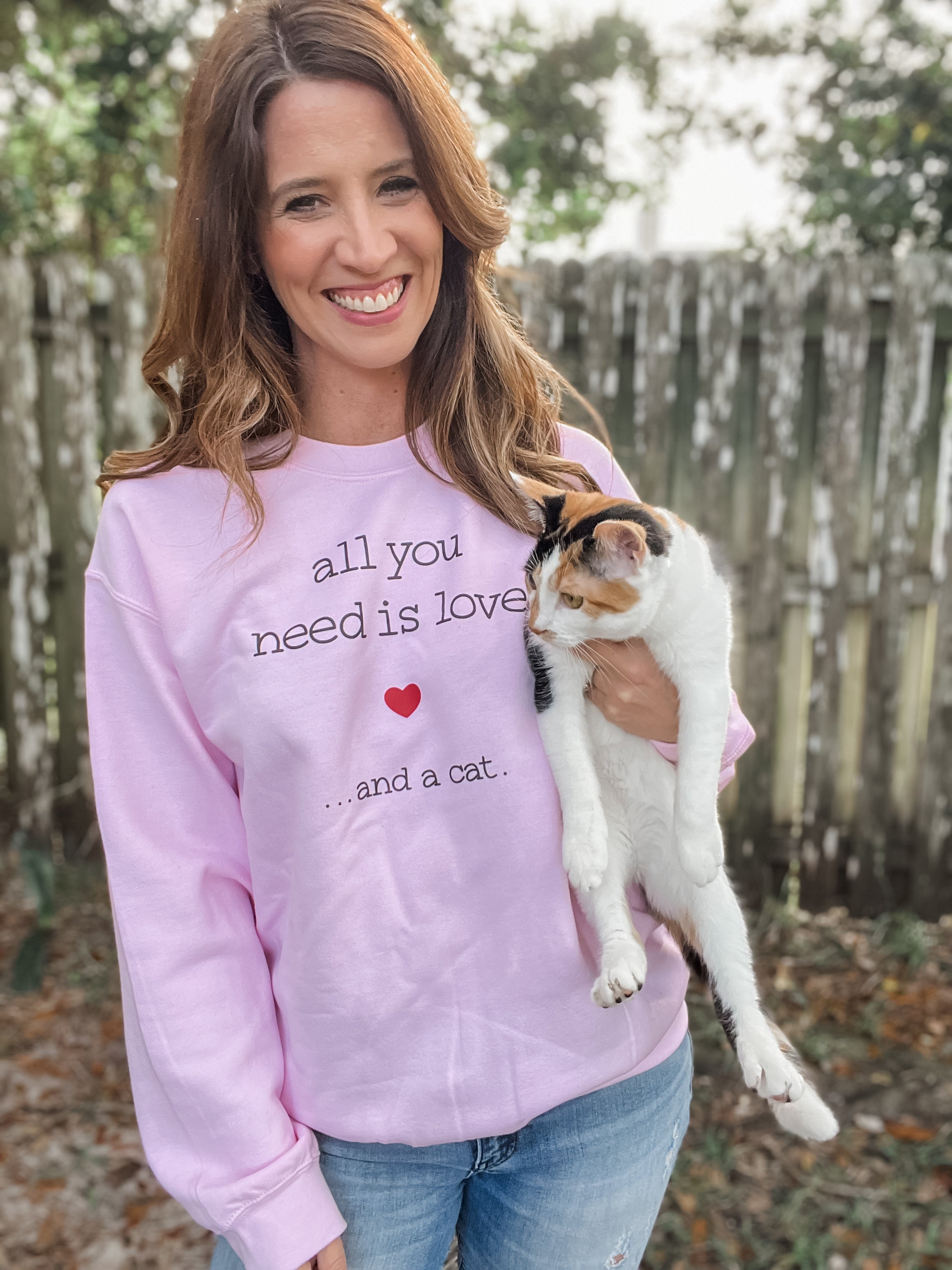 All You Need is Love and a Cat Graphic Sweatshirt