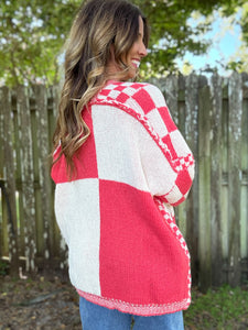PREORDER: Checkered Oversized Cardigan (3 Colors!)