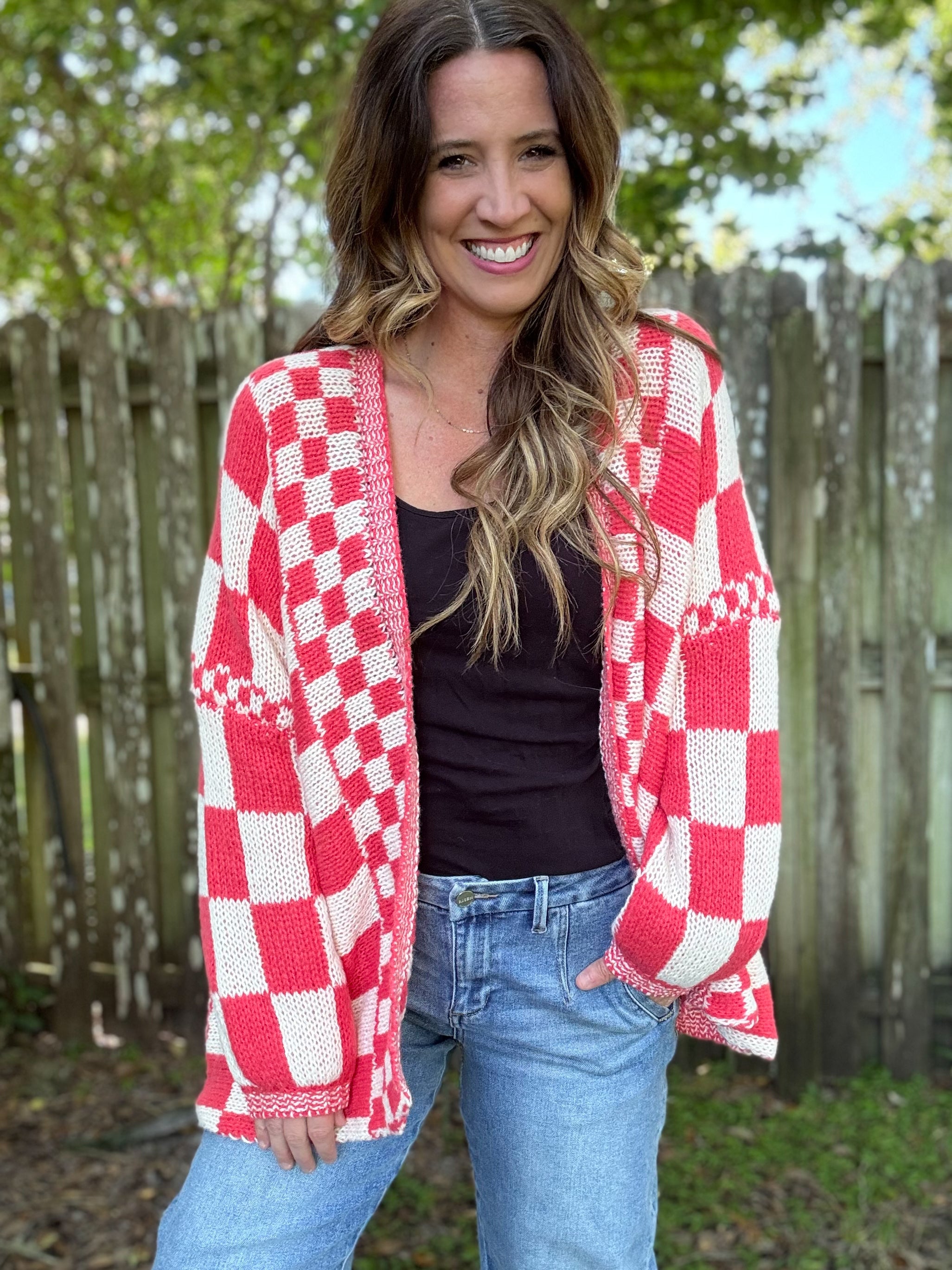 PREORDER: Checkered Oversized Cardigan (3 Colors!)
