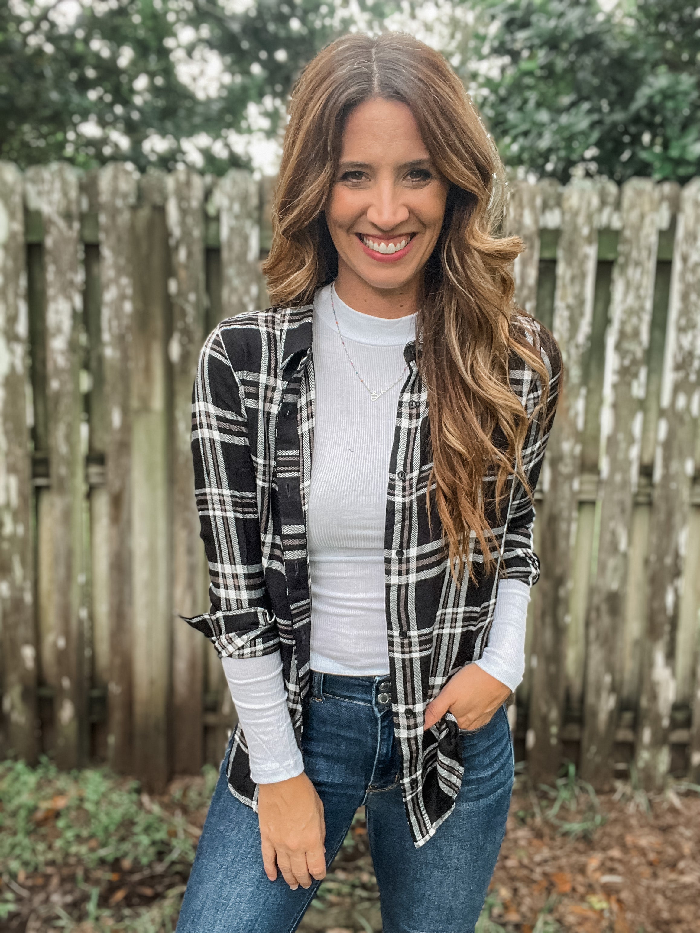 Black & White Plaid Top
