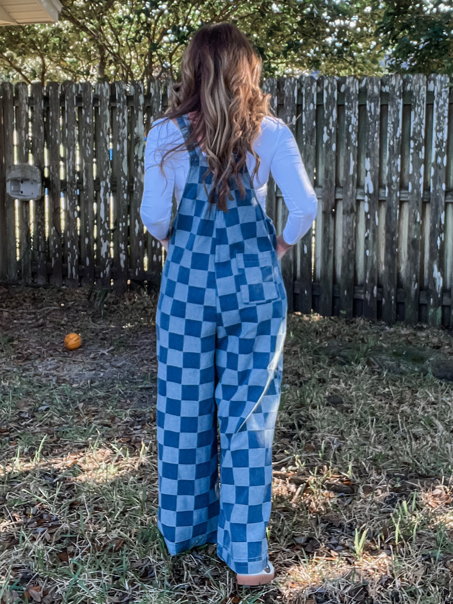 On The Move Wide Leg Checkered Jumpsuit