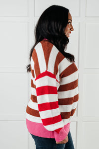 In Your Lane Color Blocked Stripe Sweater