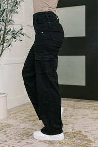 Keira High Waist Cargo Wide in Black